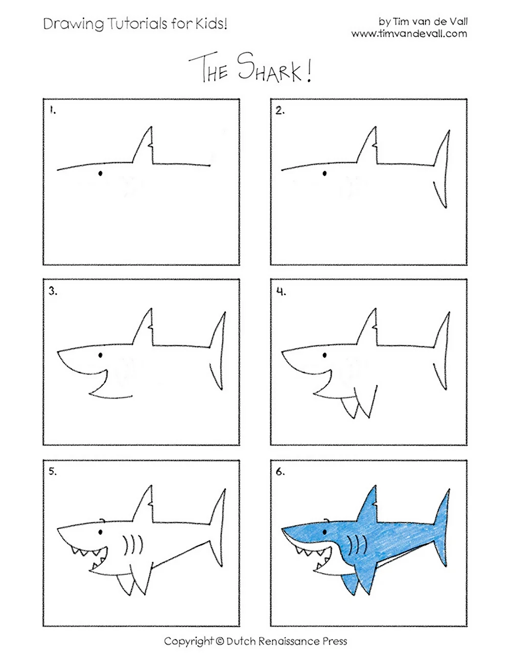 Акула лёгкий рисунок для детей