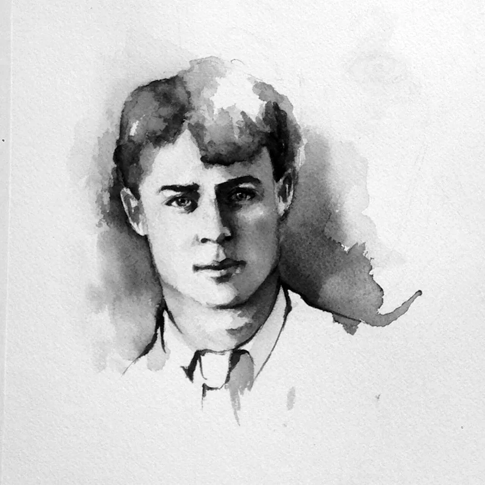 Акварельный портрет Сергея Есенина