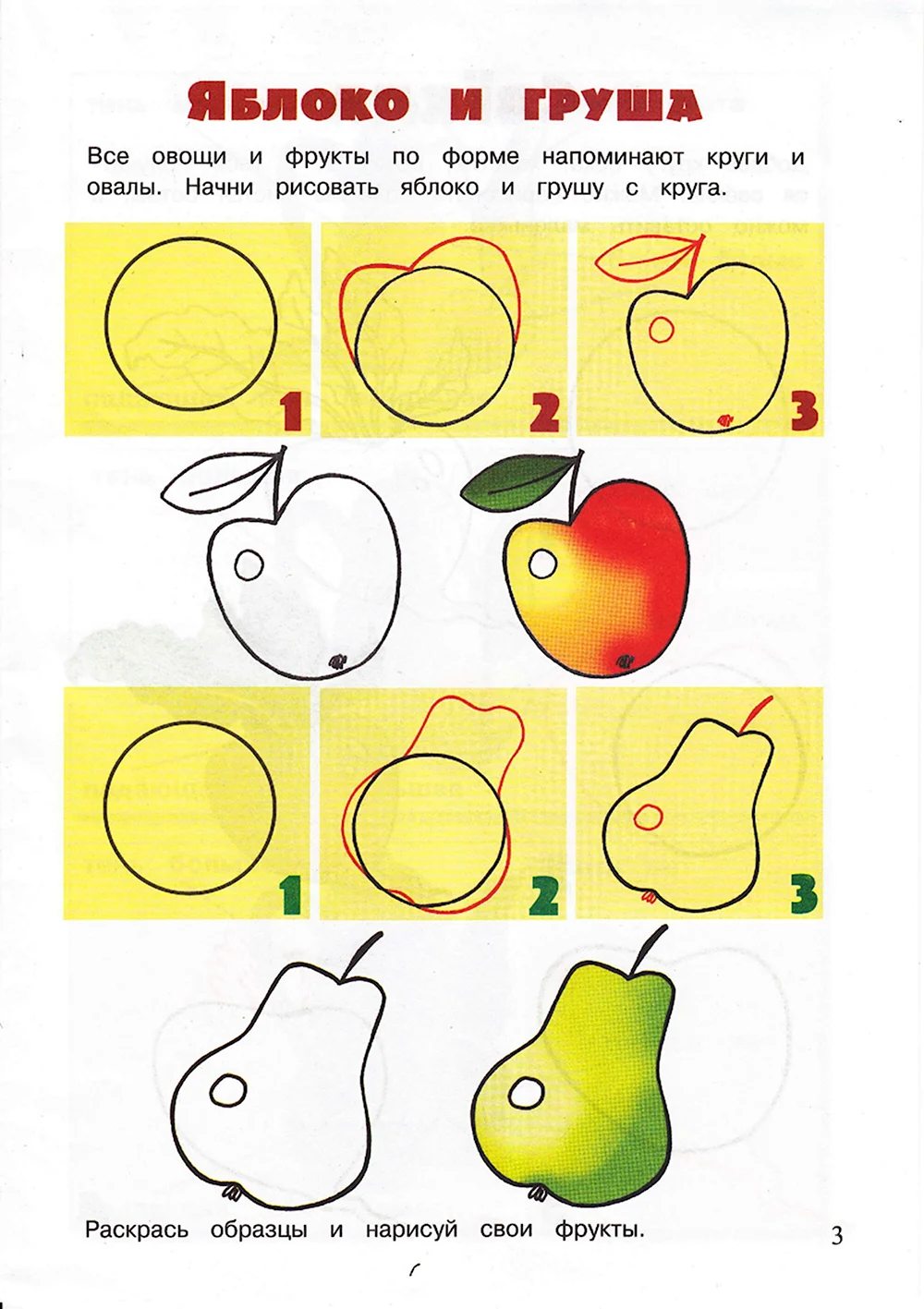 Алгоритм рисования груша для детей