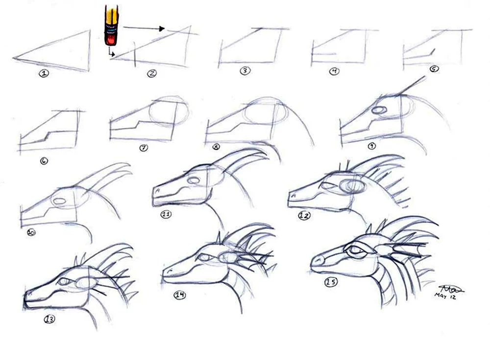 Анатомия морды дракона для рисования