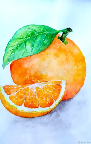 Апельсин акварелью