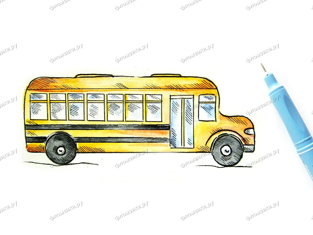 Автобус рисунок карандашом поэтапно