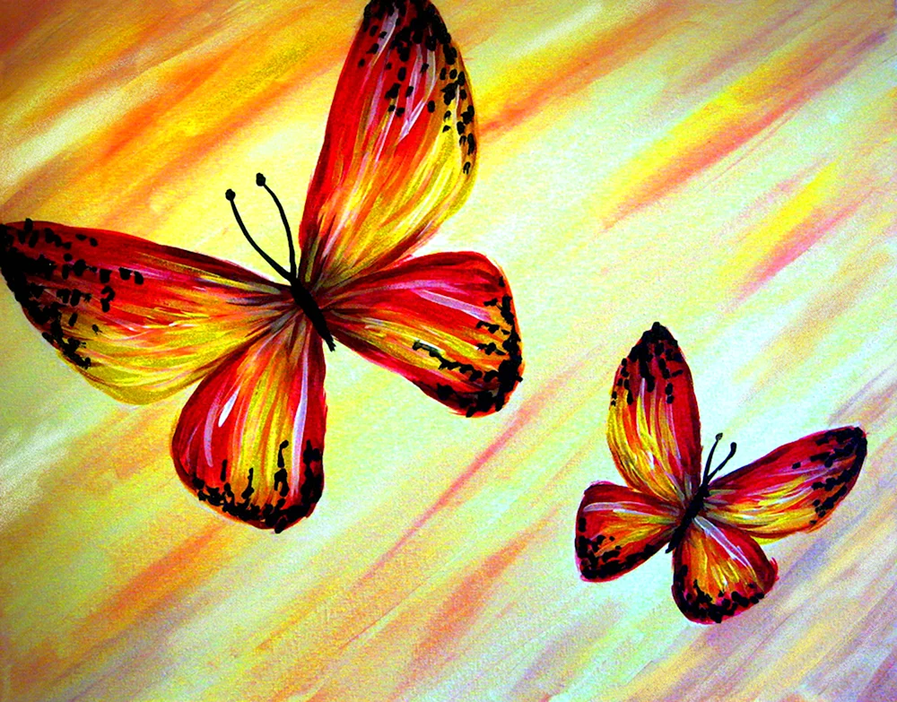 Бабочка акриловыми красками