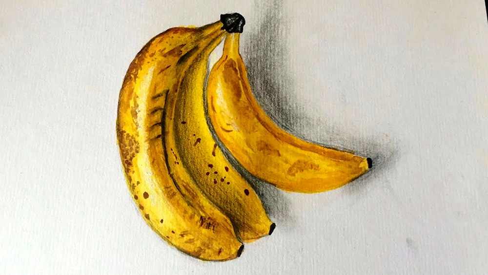 Банан акварелью для начинающих