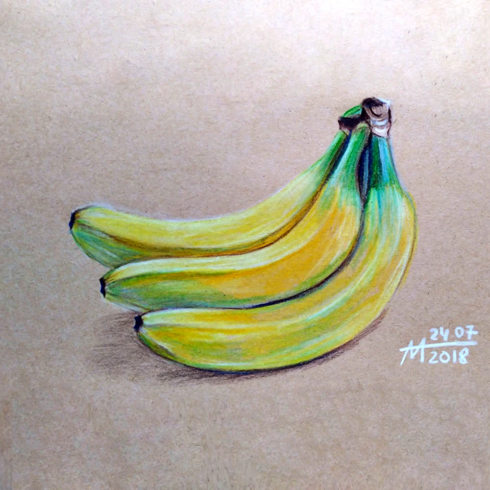 Банан простым карандашом