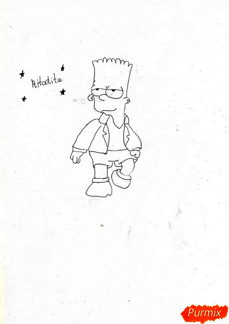 Барт симпсон по этапно