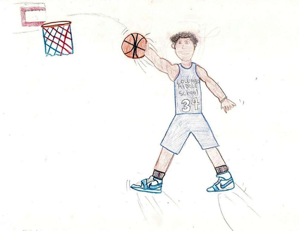 Баскетболист рисунок поэтапно