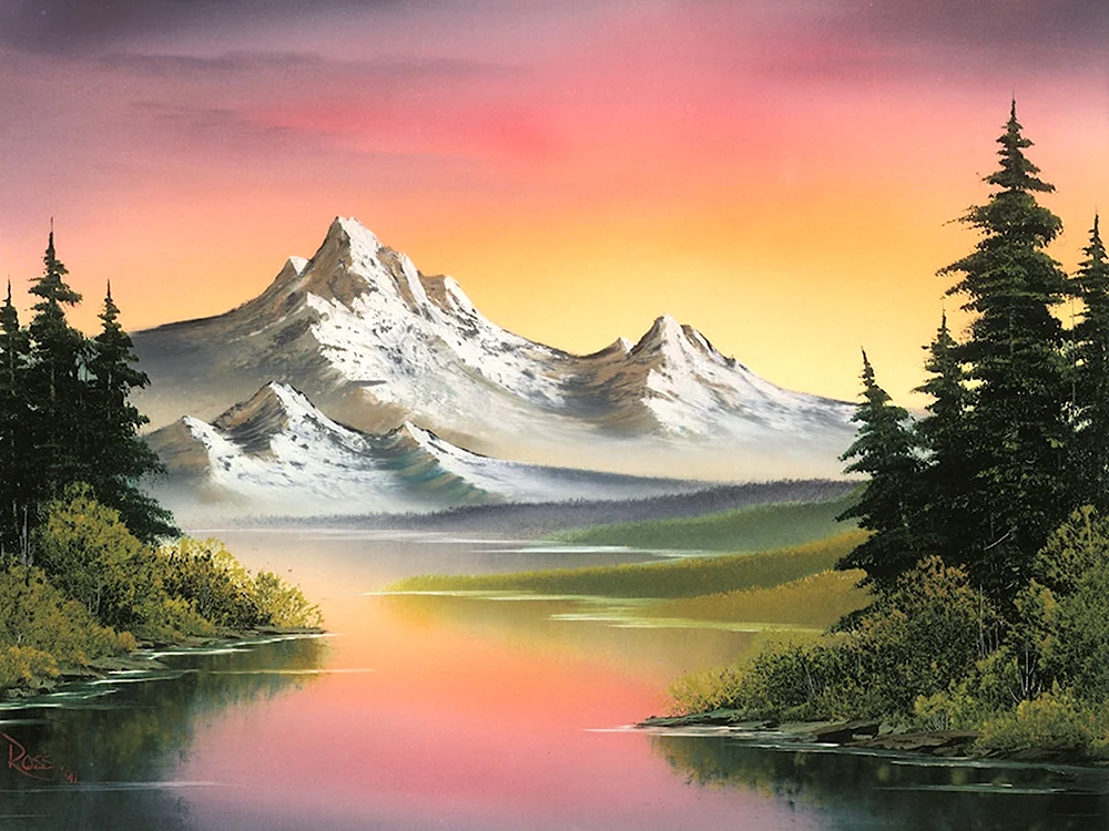 Боб Росс картины горы