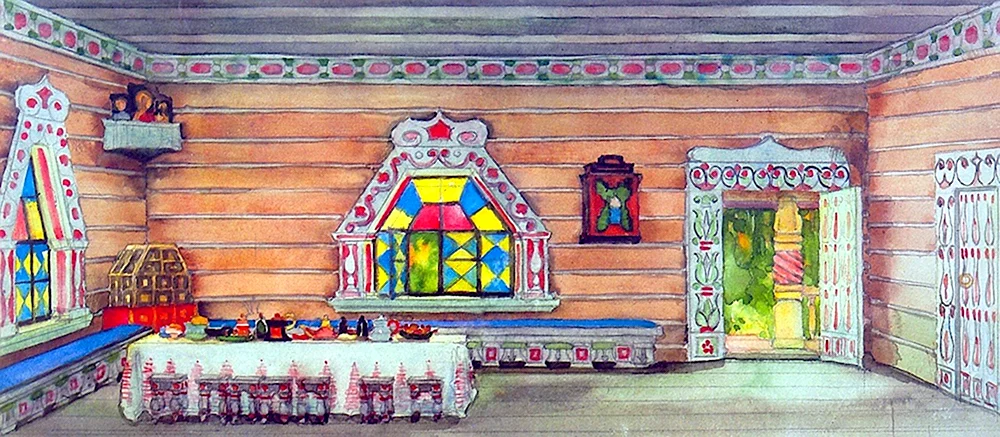 Декорации - изба Ивана Сусанина