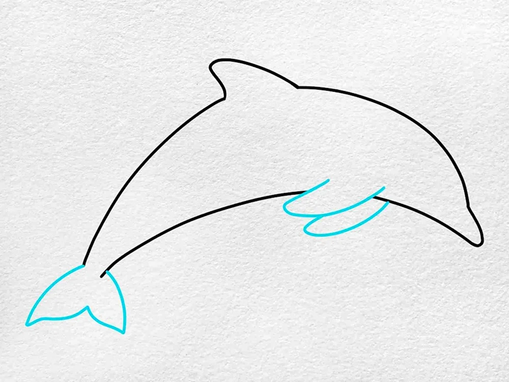 Дельфин нарисовать ребенку легко