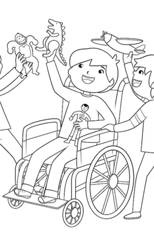 Дети инвалиды раскраска