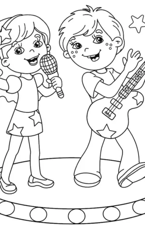 Дети поют раскраска для детей