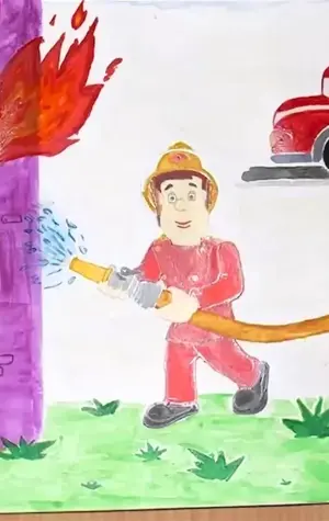 Детские рисунки на тему профессия пожарный