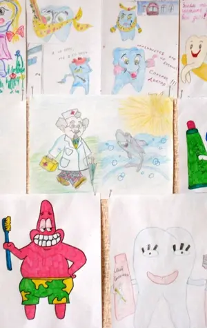Детские рисунки на тему зубы