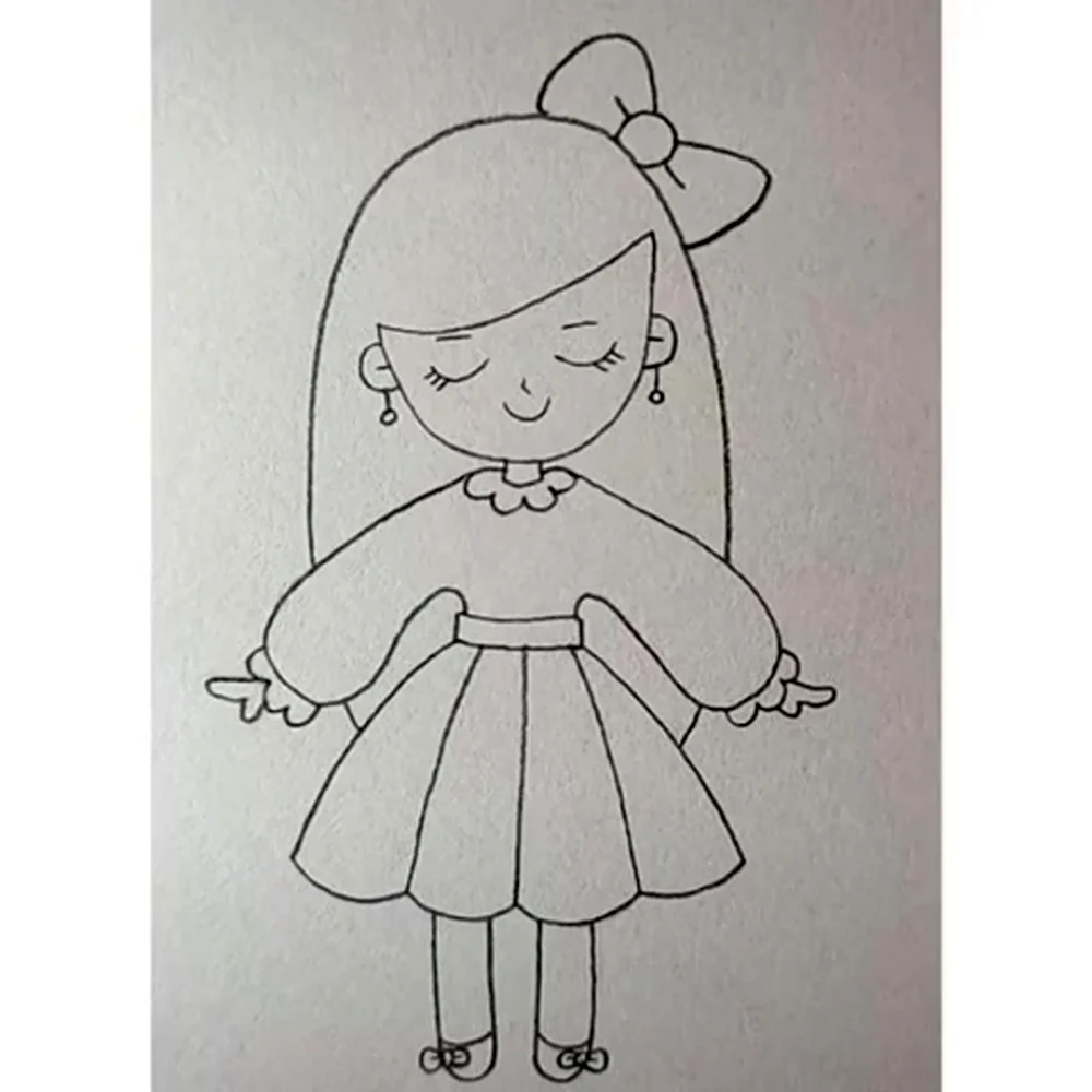Девочка карандашом легко для детей