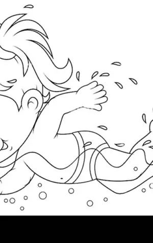 Девочка плавает в бассейне рисунок