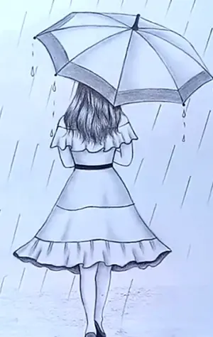 Девочка с зонтиком рисунок карандашом