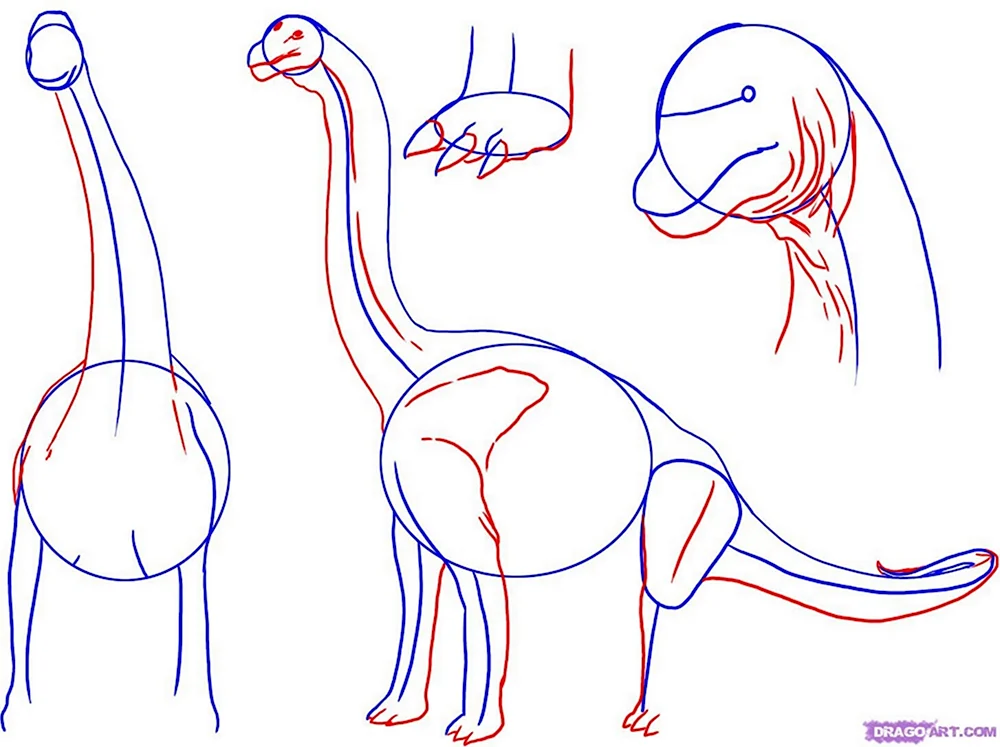 Динозавры рисовать карандашом шаг за шагом