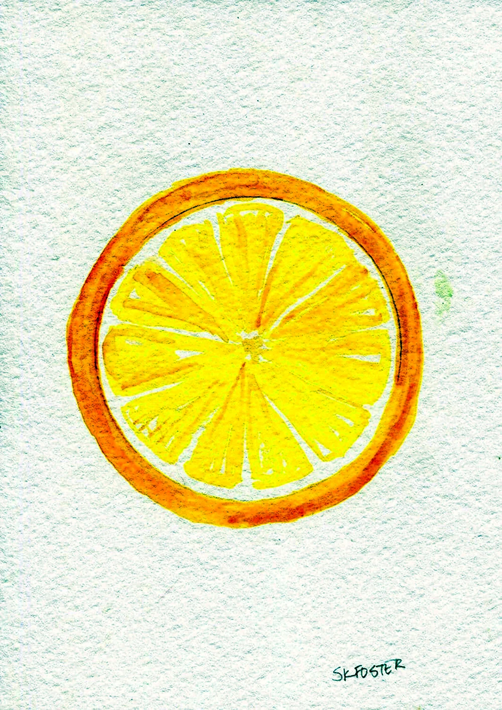 Долька лимона акварелью