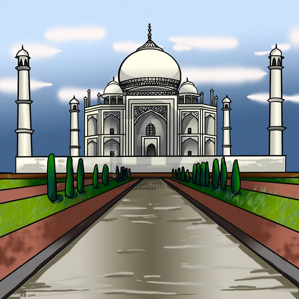 Дворец в Индии Тадж Махал рисунок