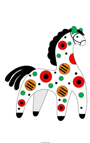 Дымковская роспись конь