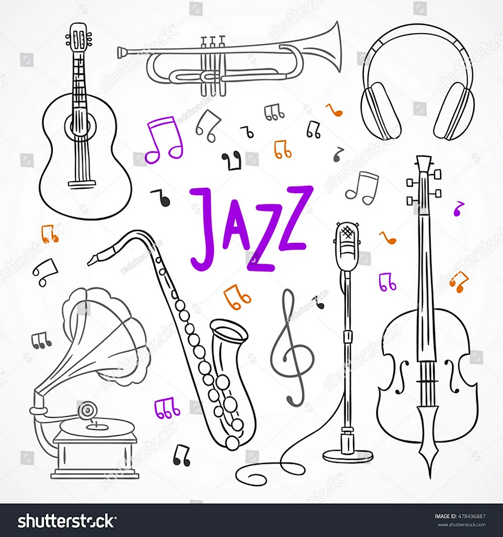 Джазовый музыкальный инструмент рисунок