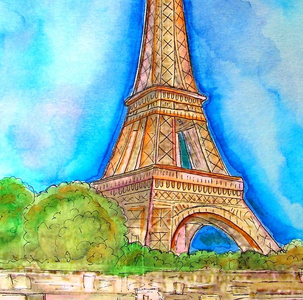 Эйфелева башня цветными карандашами