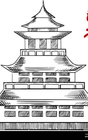 Эскиз пагоды древнего Китая