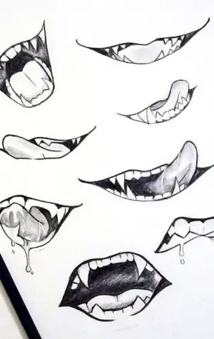Эскиз рот с языком