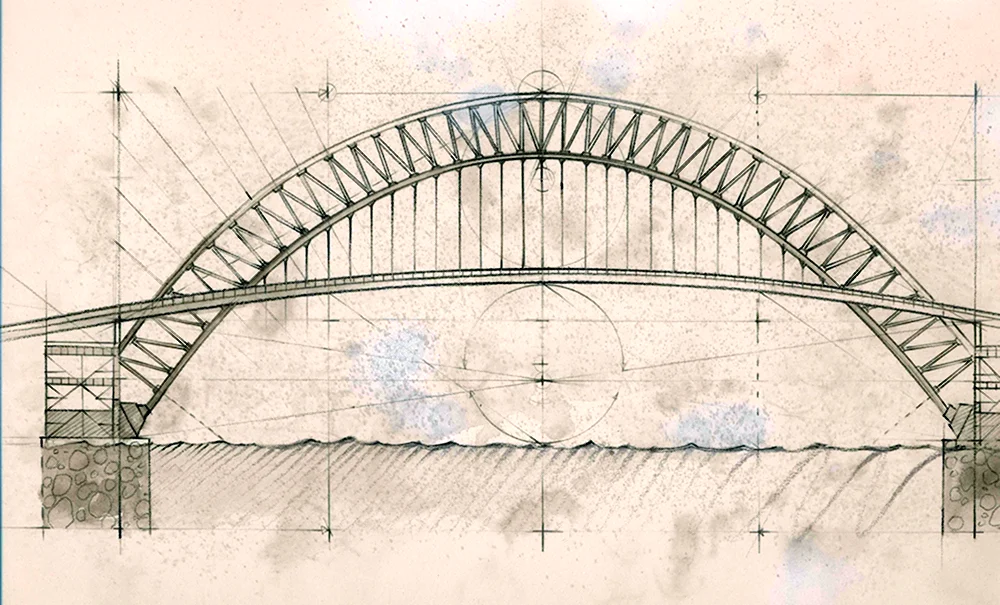 Этапы рисования моста