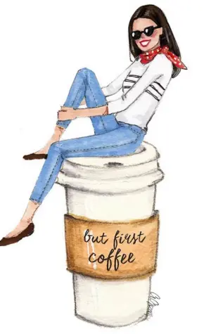 Фэшн иллюстрация с кофе