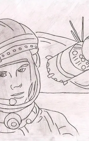 Гагарин в космосе для срисовки