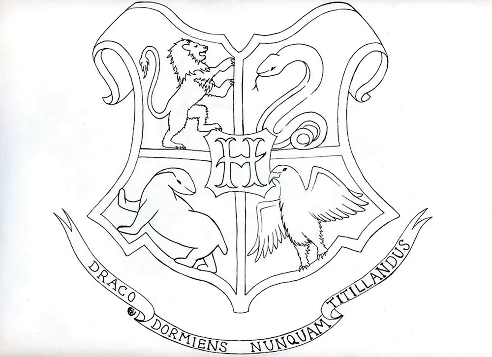 Гарри Поттер герб Хогвартса раскраска