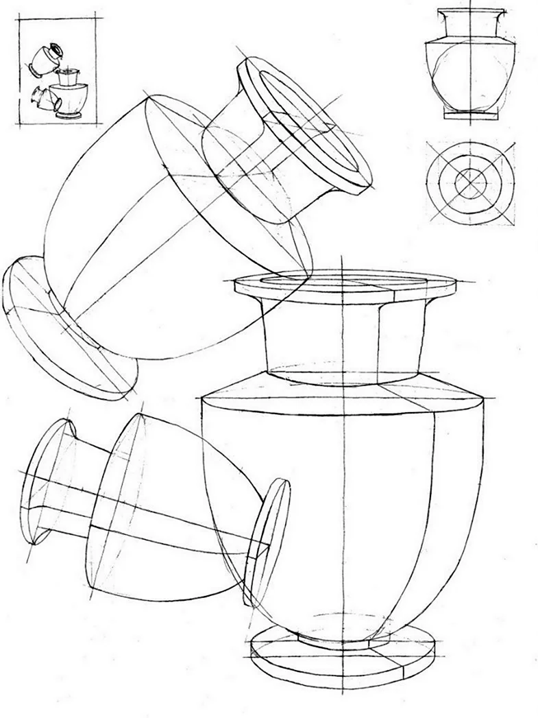 Гипсовая ваза Академический рисунок построение