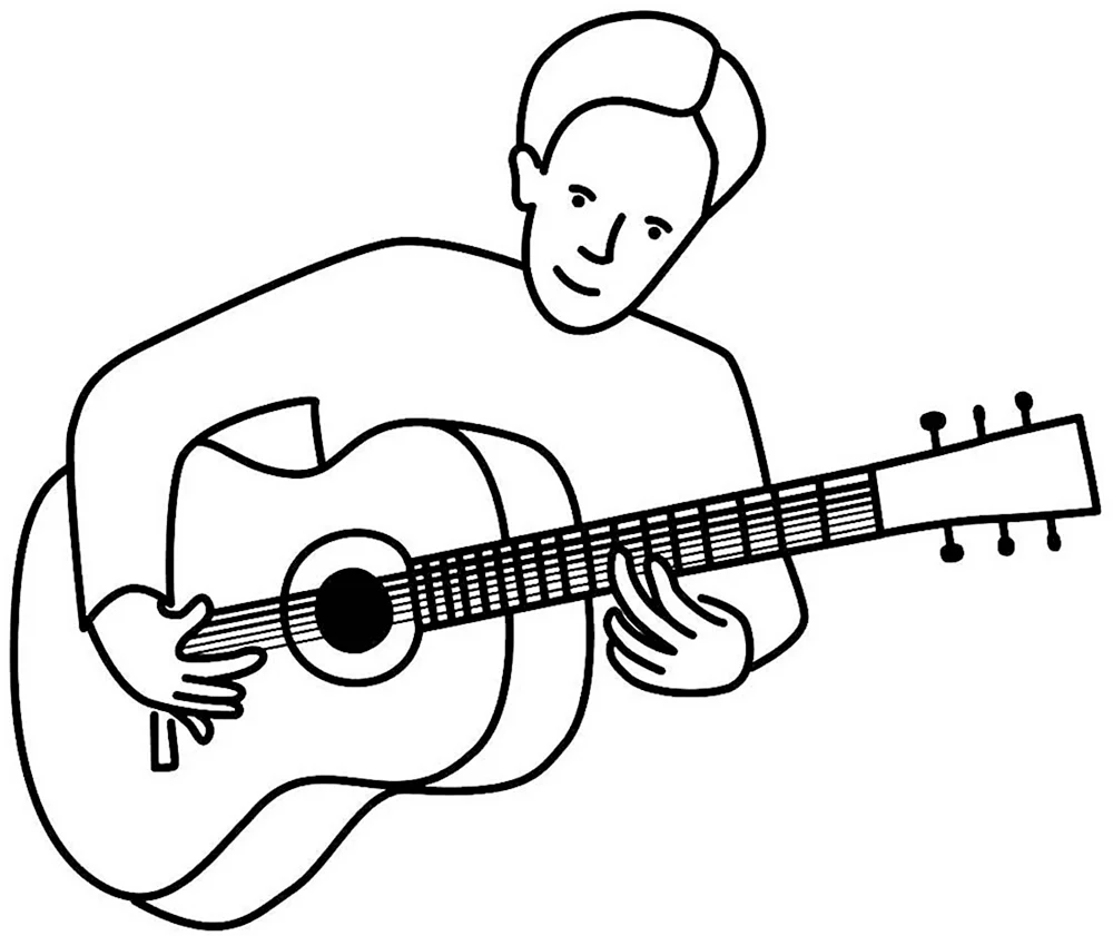 Гитарист ребенок рисунок карандашом