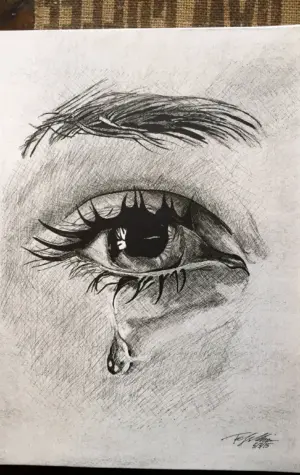 Глаз со слезой карандашом
