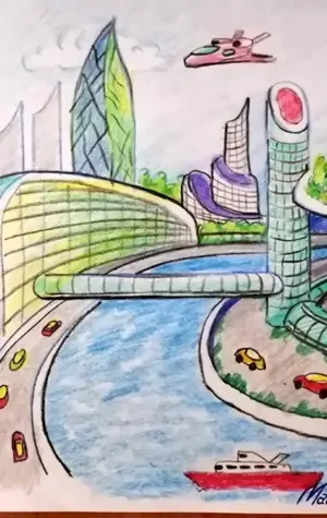 Город будущего рисунок