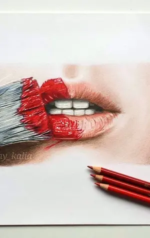 Губы нарисованные карандашом цветные