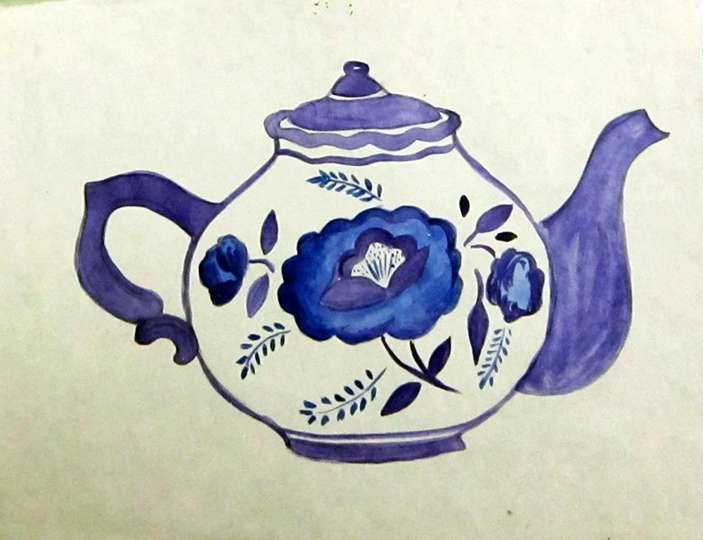 Гжельская роспись чайник для росписи для детей