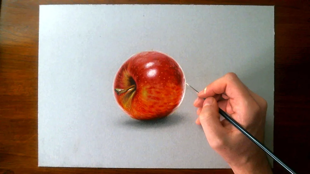 Яблоко рисунок реалистичный