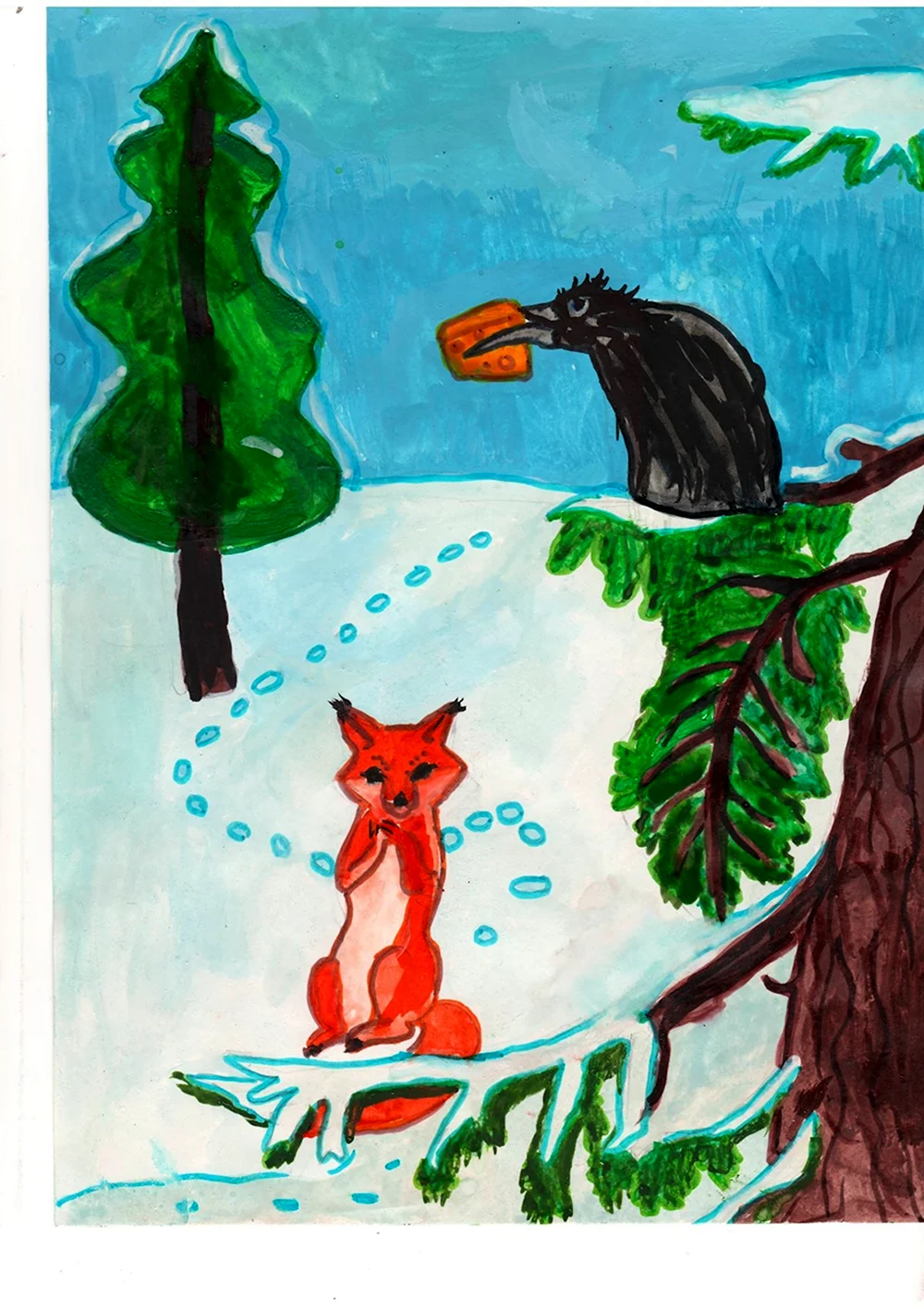 Иллюстрации к сказке Крылова ворона и лиса