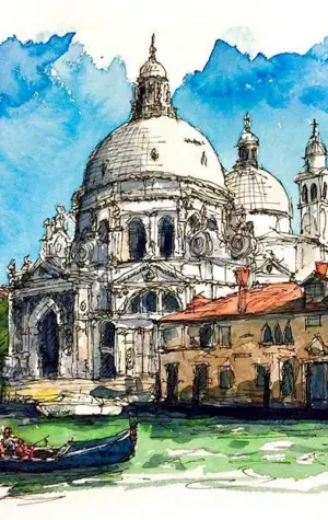 Италия архитектура Венеция акварель