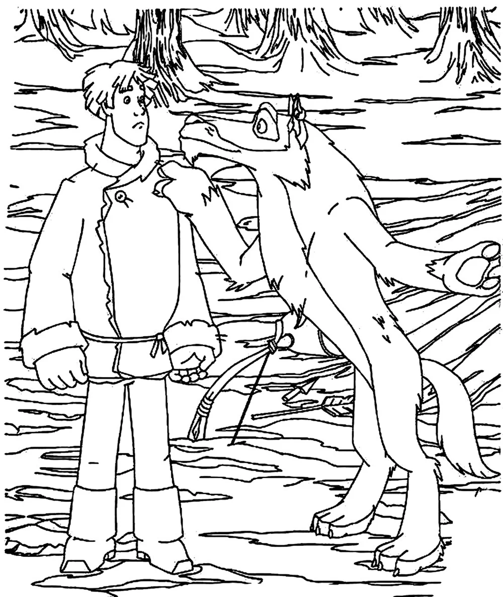 Иван Царевич и серый волк раскраска