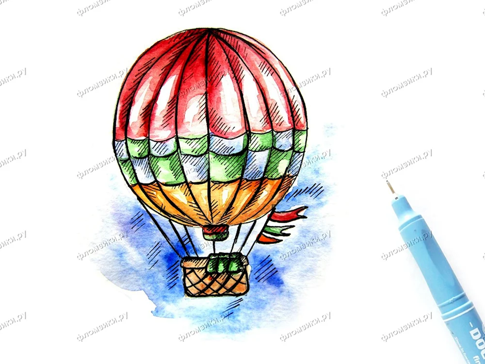 Изо рисунок воздушный шар с корзиной
