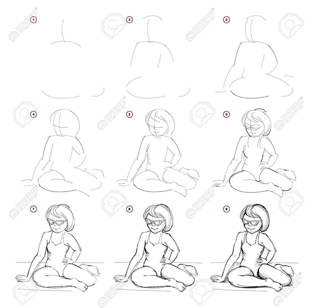 Как легко нарисовать сидящую девушку