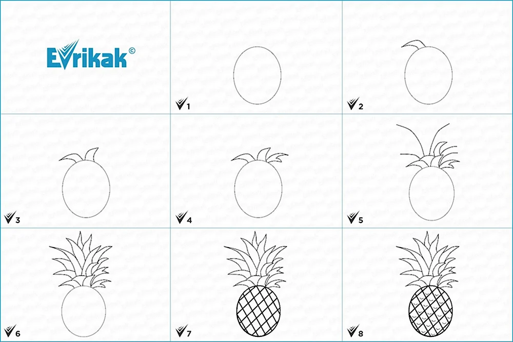 Как нарисовать ананас поэтапно