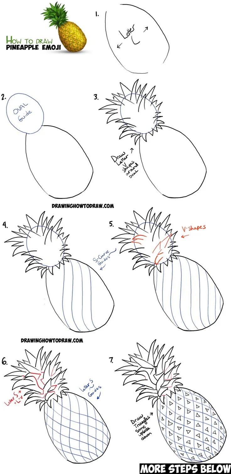 Как нарисовать ананас поэтапно