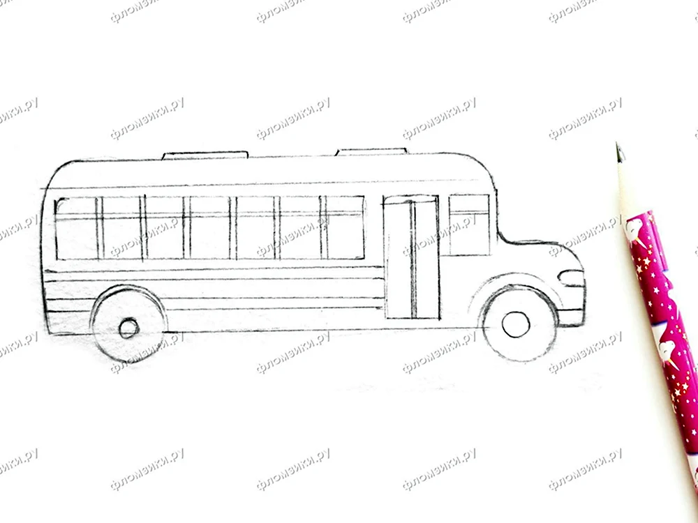 Как нарисовать автобус для детей поэтапно