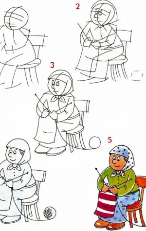 Как нарисовать бабушку