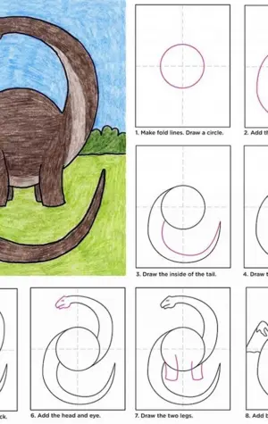 Как нарисовать динозавра для детей поэтапно